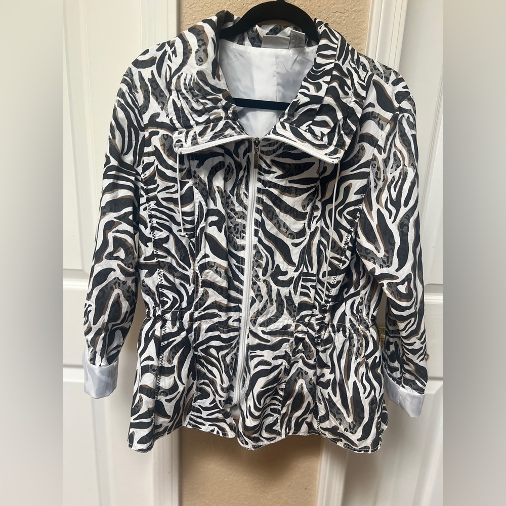 Chicos zebra print nylon cotton jacket